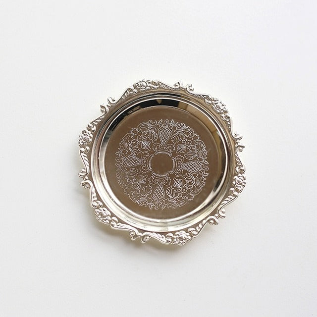 Qfdian Retro Gloss Metal Jewelry Tray