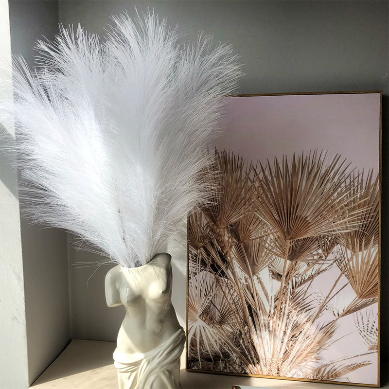 Qfdian 5Pcs 100cm Artificial Pampas Grass Bouquet DIY Vase New Year Holiday Wedding Party Home Decoration Plant Simulation Flower Reed