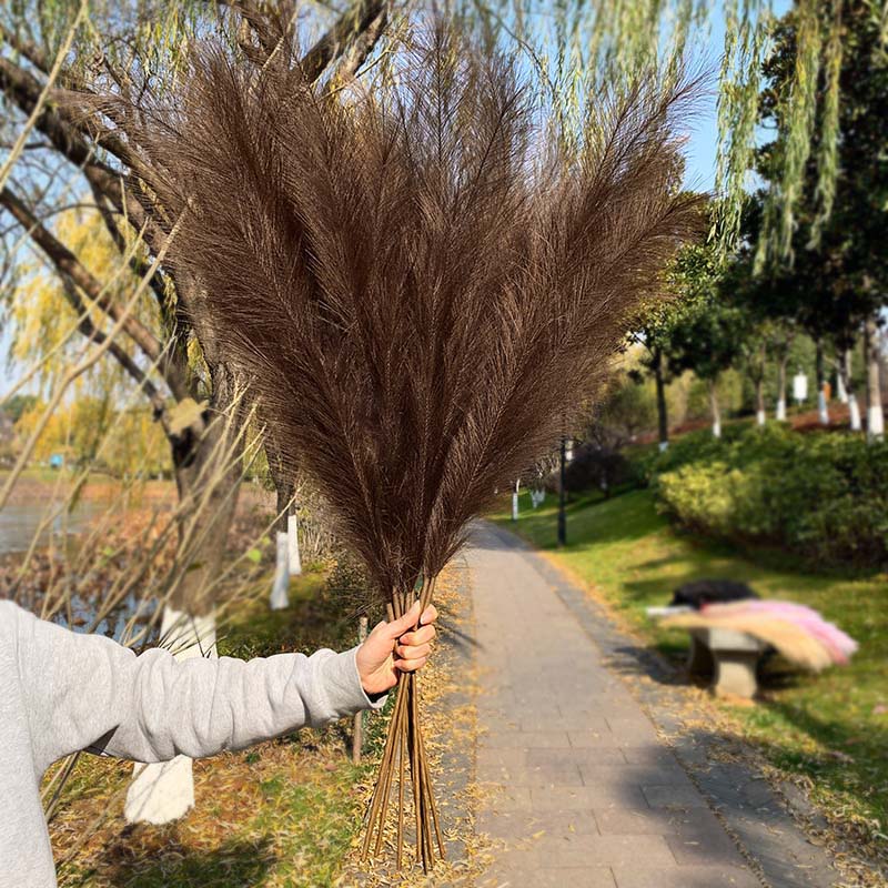 Qfdian 5Pcs 100cm Artificial Pampas Grass Bouquet DIY Vase New Year Holiday Wedding Party Home Decoration Plant Simulation Flower Reed