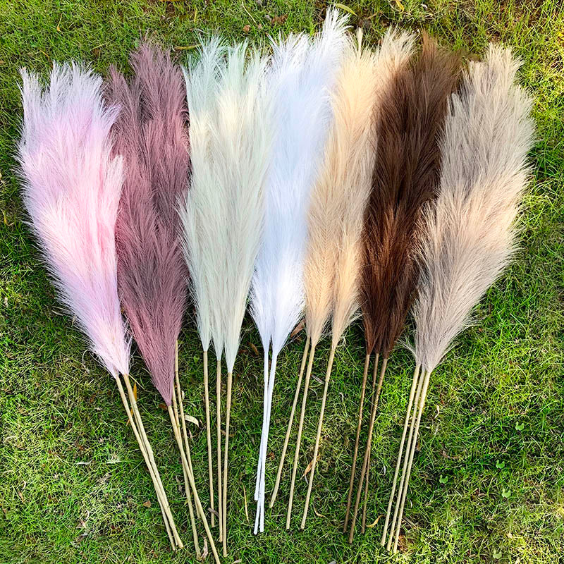 Qfdian 5Pcs 100cm Artificial Pampas Grass Bouquet DIY Vase New Year Holiday Wedding Party Home Decoration Plant Simulation Flower Reed