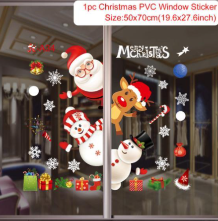 Qfdian Merry Christmas Wall Stickers Window Glass Stickers Christmas Decorations For Home  Christmas Ornaments Xmas New Year 2022