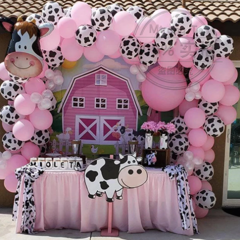 Qfdian Party decoration 79pcs/set Farm Party Decoration Balloon Garland Arch Kit Cow Animal Birthday Backdrop Latex Air Globos Baby Shower Kids Supplies