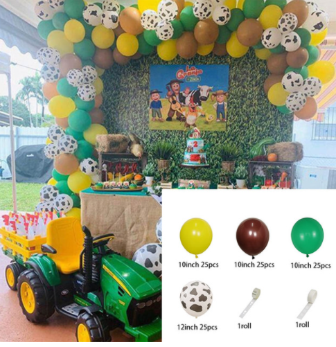 Qfdian Party decoration 79pcs/set Farm Party Decoration Balloon Garland Arch Kit Cow Animal Birthday Backdrop Latex Air Globos Baby Shower Kids Supplies