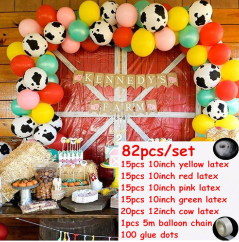 Qfdian Party decoration 79pcs/set Farm Party Decoration Balloon Garland Arch Kit Cow Animal Birthday Backdrop Latex Air Globos Baby Shower Kids Supplies