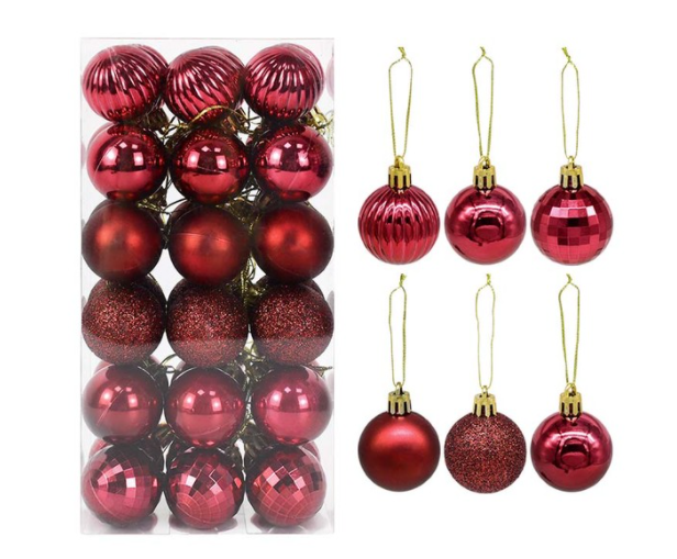 Qfdian valentines day decorations for the home hot sale new 36Pcs Rose Gold Plastic Christmas Balls Ornament 4cm Hang Pendant Ball Indoor New Year Xmas Tree Decor Home Christmas Decoration