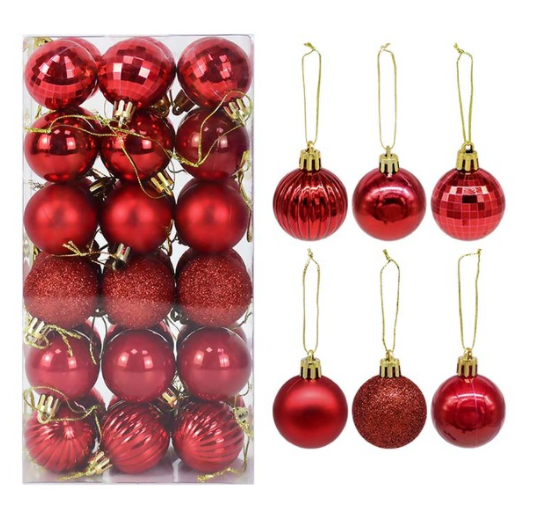 Qfdian valentines day decorations for the home hot sale new 36Pcs Rose Gold Plastic Christmas Balls Ornament 4cm Hang Pendant Ball Indoor New Year Xmas Tree Decor Home Christmas Decoration