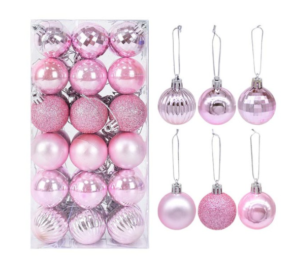 Qfdian valentines day decorations for the home hot sale new 36Pcs Rose Gold Plastic Christmas Balls Ornament 4cm Hang Pendant Ball Indoor New Year Xmas Tree Decor Home Christmas Decoration