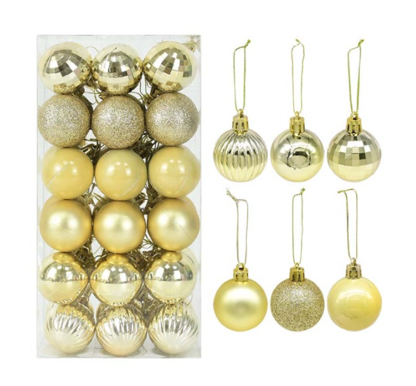 Qfdian valentines day decorations for the home hot sale new 36Pcs Rose Gold Plastic Christmas Balls Ornament 4cm Hang Pendant Ball Indoor New Year Xmas Tree Decor Home Christmas Decoration