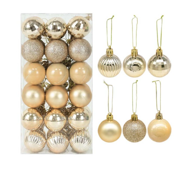 Qfdian valentines day decorations for the home hot sale new 36Pcs Rose Gold Plastic Christmas Balls Ornament 4cm Hang Pendant Ball Indoor New Year Xmas Tree Decor Home Christmas Decoration