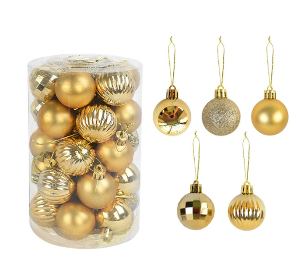 Qfdian valentines day decorations for the home hot sale new 36Pcs Rose Gold Plastic Christmas Balls Ornament 4cm Hang Pendant Ball Indoor New Year Xmas Tree Decor Home Christmas Decoration