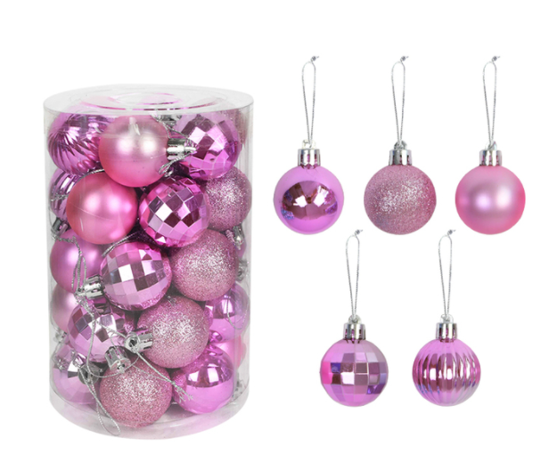 Qfdian valentines day decorations for the home hot sale new 36Pcs Rose Gold Plastic Christmas Balls Ornament 4cm Hang Pendant Ball Indoor New Year Xmas Tree Decor Home Christmas Decoration