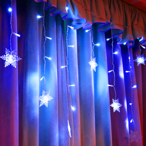 Qfdian valentines day decoration Big Sale 3.5M 96 Lights LED Curtain Light Outdoor Christmas AC220V Snowflake String Lights Waterproof Party Holiday Decor