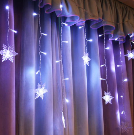 Qfdian valentines day decoration Big Sale 3.5M 96 Lights LED Curtain Light Outdoor Christmas AC220V Snowflake String Lights Waterproof Party Holiday Decor