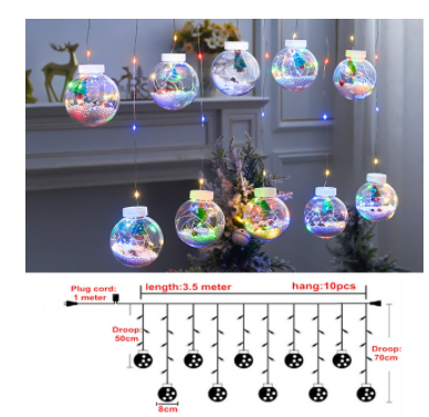 Qfdian New LED Curtain String Light Ball Santa Claus Christmas New Year Christmas Decortions for Home Xmas Navidad Tree Decoration