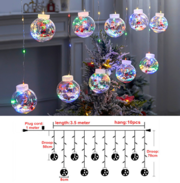 Qfdian New LED Curtain String Light Ball Santa Claus Christmas New Year Christmas Decortions for Home Xmas Navidad Tree Decoration