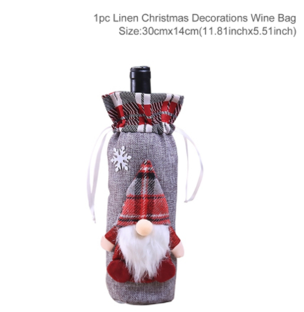 Qfdian Christmas Decorations for Home Santa Claus Wine Bottle Cover Snowman Stocking Gift Holders Xmas Navidad Decor New Year