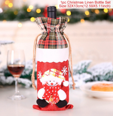 Qfdian Christmas Decorations for Home Santa Claus Wine Bottle Cover Snowman Stocking Gift Holders Xmas Navidad Decor New Year
