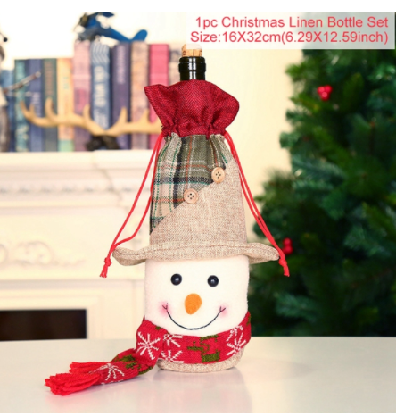 Qfdian Christmas Decorations for Home Santa Claus Wine Bottle Cover Snowman Stocking Gift Holders Xmas Navidad Decor New Year