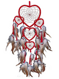 Qfdian  Christmas Handmade Love Heart Feather Pendents Wall Hanging Dream Net Catcher Dreamy Room Decoration Indian Culture Fairy Ornament