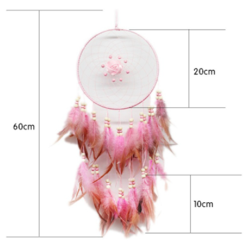 Qfdian  Christmas Handmade Love Heart Feather Pendents Wall Hanging Dream Net Catcher Dreamy Room Decoration Indian Culture Fairy Ornament