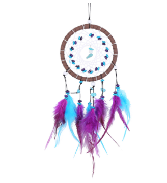 Qfdian  Christmas Handmade Love Heart Feather Pendents Wall Hanging Dream Net Catcher Dreamy Room Decoration Indian Culture Fairy Ornament