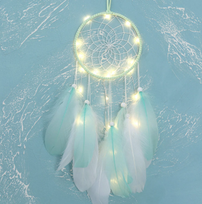 Qfdian valentines day gifts for her  Home decoration girl heart room pendant simple dream catcher small night light handmade lovely birthday gift Wedding decoration