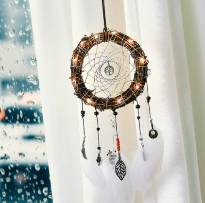 Qfdian valentines day gifts for her  Home decoration girl heart room pendant simple dream catcher small night light handmade lovely birthday gift Wedding decoration