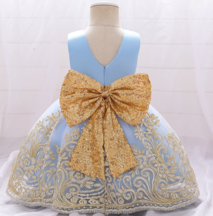 Qfdian Party gifts hot sale new Baby Girl Christmas Dress Kids Girl Lace Sequins Big Bow Wedding Dress For Girls Birthday Party Dresses Children Evening Clothes