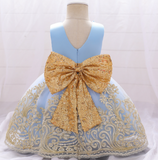 Qfdian Party gifts hot sale new Baby Girl Christmas Dress Kids Girl Lace Sequins Big Bow Wedding Dress For Girls Birthday Party Dresses Children Evening Clothes