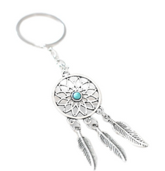 Qfdian Cozy apartment aesthetic hot sale new Mini Dream Catcher Keyring Metal Beaded Natural Feathers Handcraft Chic Keychain Hanging Ornaments Room Bedroom Wall Decoration