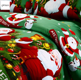 Qfdian Christmas Santa Duvet Cover Bedding Set Pillowcase Sheet Quilt Covers Bedclothes for Bedroom Decor