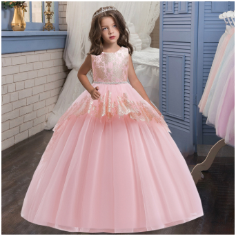 Qfdian Party gifts Party decoration hot sale new New Quality Party Girl Dress Teenage Christmas Children Wedding Lace Flower Girl Dress Clothes Princess Pageant Long Vestidos