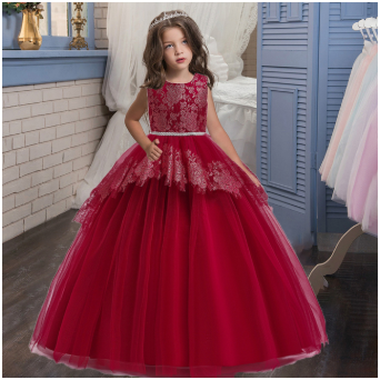 Qfdian Party gifts Party decoration hot sale new New Quality Party Girl Dress Teenage Christmas Children Wedding Lace Flower Girl Dress Clothes Princess Pageant Long Vestidos