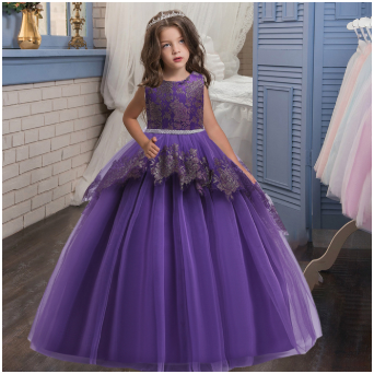 Qfdian Party gifts Party decoration hot sale new New Quality Party Girl Dress Teenage Christmas Children Wedding Lace Flower Girl Dress Clothes Princess Pageant Long Vestidos