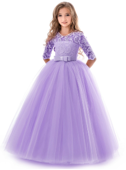 Qfdian Party gifts Party decoration hot sale new New Quality Party Girl Dress Teenage Christmas Children Wedding Lace Flower Girl Dress Clothes Princess Pageant Long Vestidos