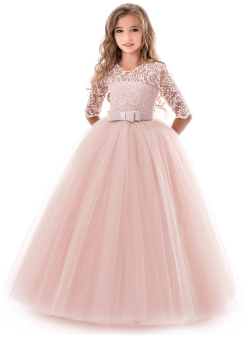 Qfdian Party gifts Party decoration hot sale new New Quality Party Girl Dress Teenage Christmas Children Wedding Lace Flower Girl Dress Clothes Princess Pageant Long Vestidos
