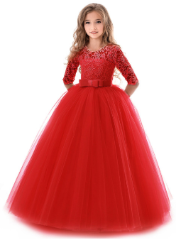 Qfdian Party gifts Party decoration hot sale new New Quality Party Girl Dress Teenage Christmas Children Wedding Lace Flower Girl Dress Clothes Princess Pageant Long Vestidos