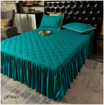 Qfdian  Christmas Princess Bedding Bed Skirt bedspread Pillowcases Winter Thick Warm Lace Bed Sheets Mattress Cover King Queen Size Bed Cover