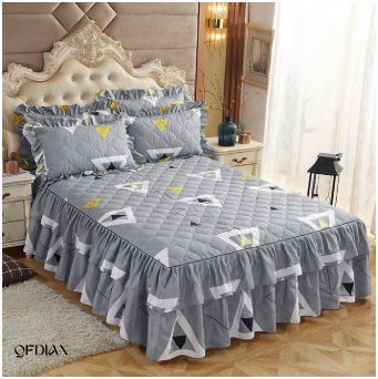 Qfdian  Christmas Princess Bedding Bed Skirt bedspread Pillowcases Winter Thick Warm Lace Bed Sheets Mattress Cover King Queen Size Bed Cover