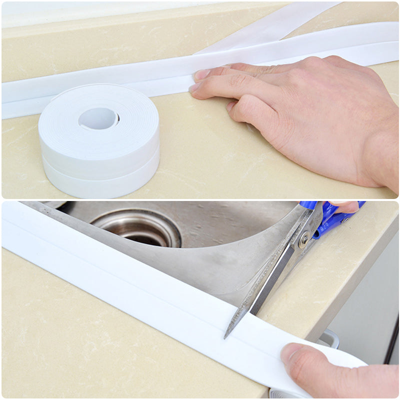 Qfdian Cozy apartment aesthetic PVC Self Adhesive Tape Sealing Tape Shower Bathroom Kitchen Mold Proof Anti-moisture Waterproof Tape Caulk Strip Adhesive Sealer