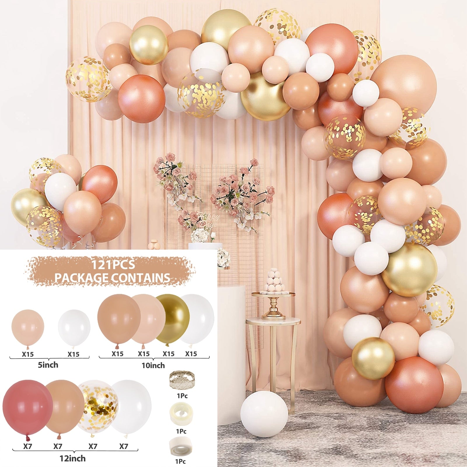 Qfdian halloween decorations christmas decorations Macaron Balloons Garland Latex Ballons Arch Happy Birthday Party Decor Kids Adult Wedding Baloon Chain Baby Shower Balon