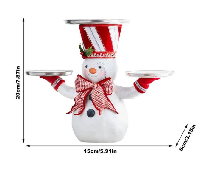 Qfdian Christmas Snowman Treats Holder Party Decor Cupcake Dessert Christmas Dinner Ornament Snowman Waiter Christmas Gift Xmas Decor