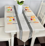 Qfdian  Christmas 33 x 180cm Luxury Table Runner with Tassels for Dining Table Wedding Party Christmas Cake Floral Soft Tablecloth Decoration