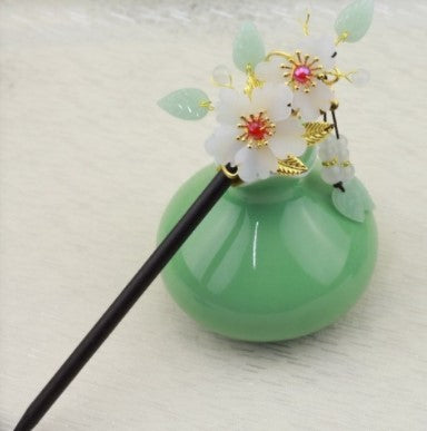 Qfdian gifts for?women hot sale new Retro Flower Tassel Hairpin Hanfu Wooden Hair Stick Ancient Style Hair Ornament Girl Headdress Bride Jewelry Wedding Accessories