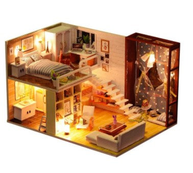 Qfdian gifts for women hot sale new DIY DollHouse Miniature Doll House With Furniture Kit Wooden House Miniaturas Toys For Children New Year Christmas Gift