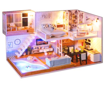 Qfdian gifts for women hot sale new DIY DollHouse Miniature Doll House With Furniture Kit Wooden House Miniaturas Toys For Children New Year Christmas Gift