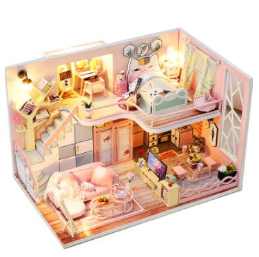 Qfdian gifts for women hot sale new DIY DollHouse Miniature Doll House With Furniture Kit Wooden House Miniaturas Toys For Children New Year Christmas Gift