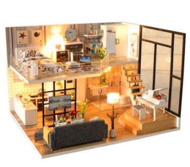 Qfdian gifts for women hot sale new DIY DollHouse Miniature Doll House With Furniture Kit Wooden House Miniaturas Toys For Children New Year Christmas Gift