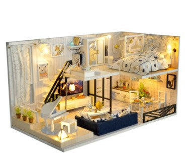 Qfdian gifts for women hot sale new DIY DollHouse Miniature Doll House With Furniture Kit Wooden House Miniaturas Toys For Children New Year Christmas Gift