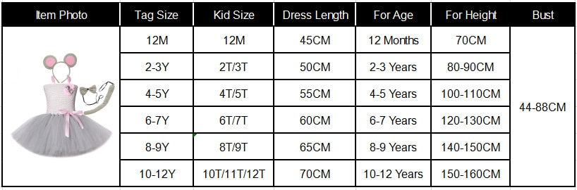 Qfdian halloween decorations halloween costumes Grey Mouse Costumes Girls Tutu Dress Children Animal Costume Kids Halloween Dresses for Girls Baby Clothes for Birthday Party